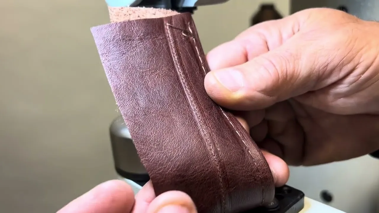 Thick brown leather boot shaft